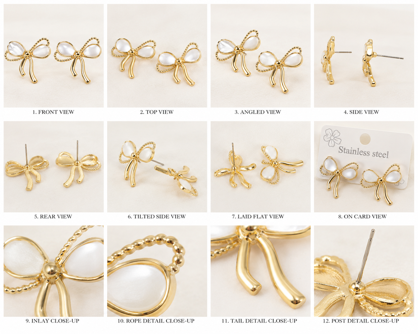 Delicate Bowknot Pearl Earrings