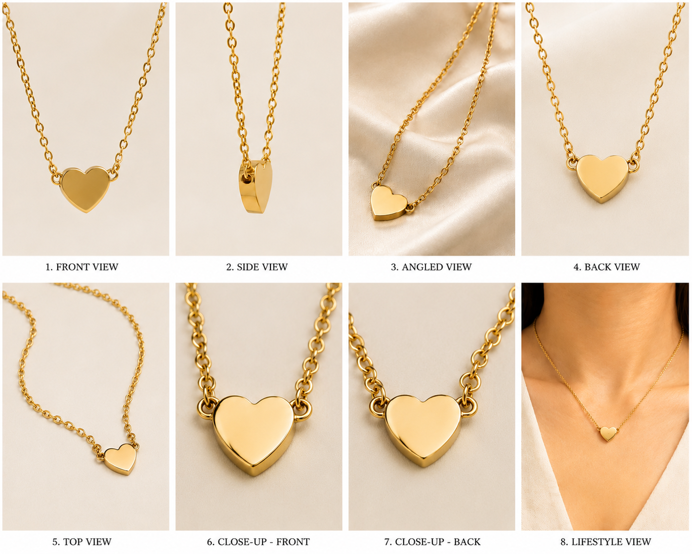 Minimalist Gold Heart Pendant Necklace | Stainless Steel | Waterproof & Tarnish-Free