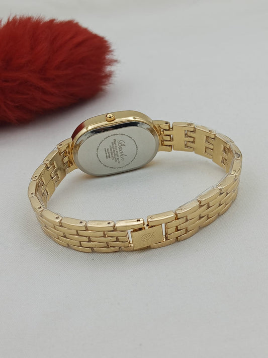 Oval Crystal Bezel Watch - Stainless Steel